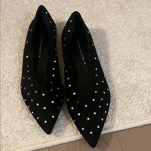 Rhinestone Black Studded flats